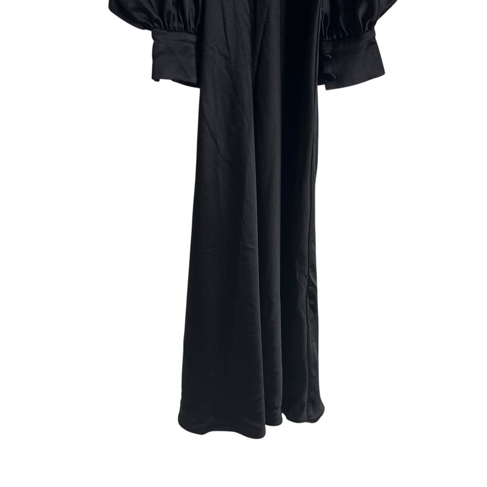 Arias New York Black Mock Neck Cold Shoulder Long Sleeve Cocktail Midi Dress 2 - Picture 9 of 16